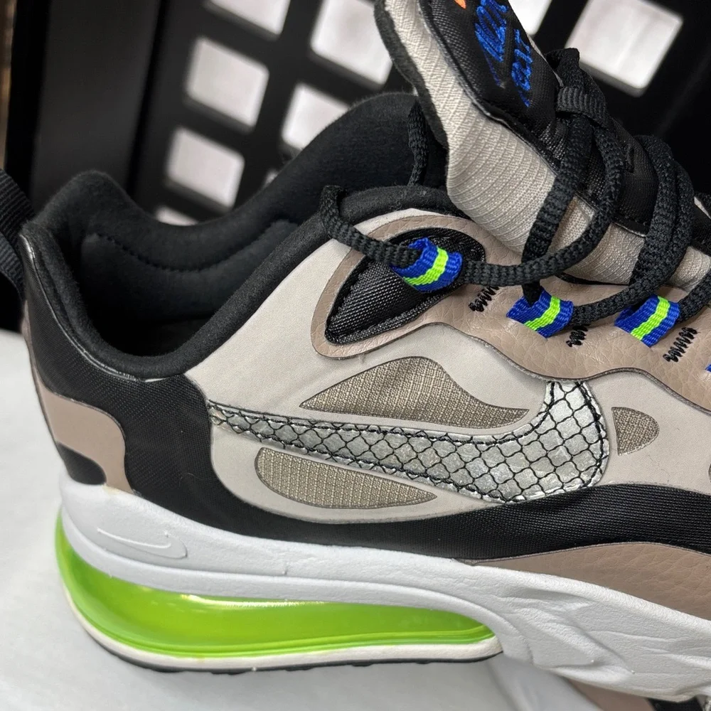 🖤 Nike Air 270 React Black Green Orange Size 6.5 Worn Once, exc. cond. comfy 🖤 - Picture 10 of 11